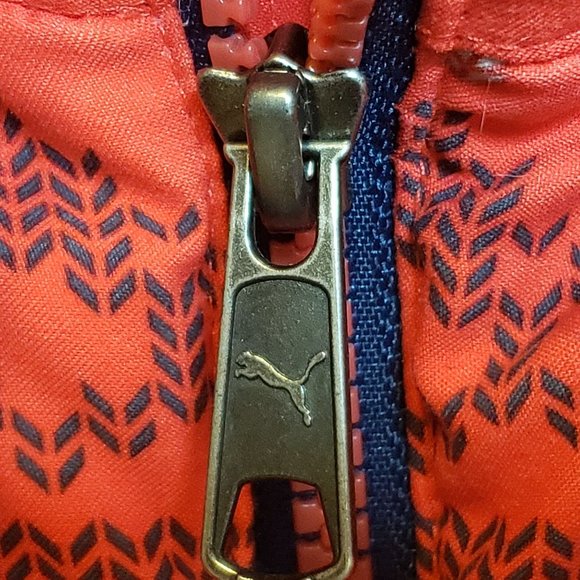Puma Puffer Vest Red Sweater Pattern Zip Up Adult Med Sport Lifestyle - Picture 10 of 12